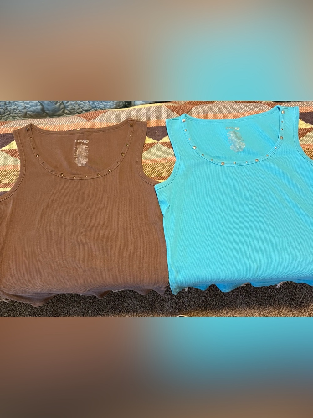 Stud-Trim Ribbed Tank Tops